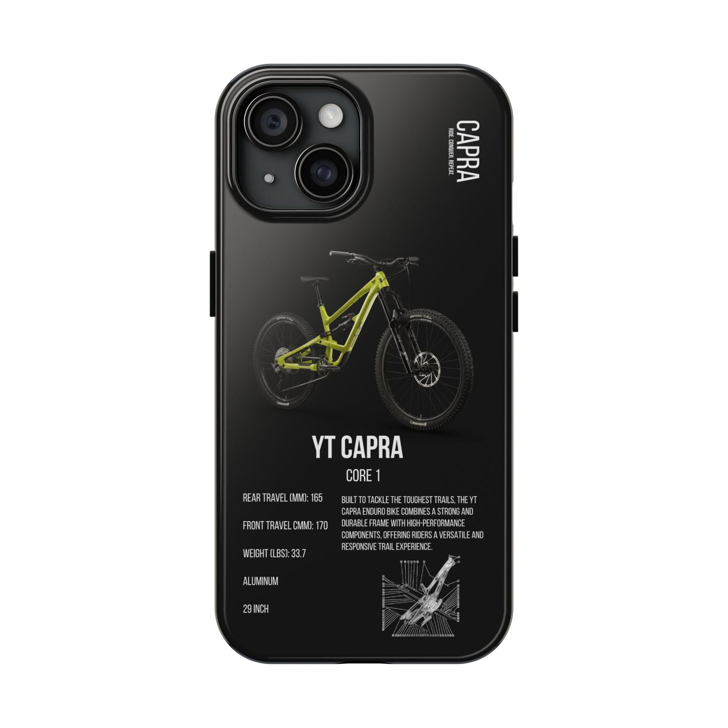 Black Backround YT Capra Core 1 Sludge Green