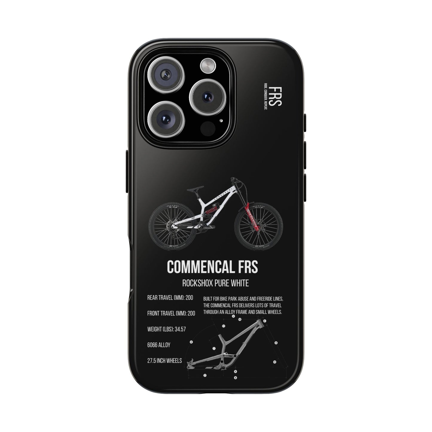 Black Background Commencal FRS Rockshox Pure White