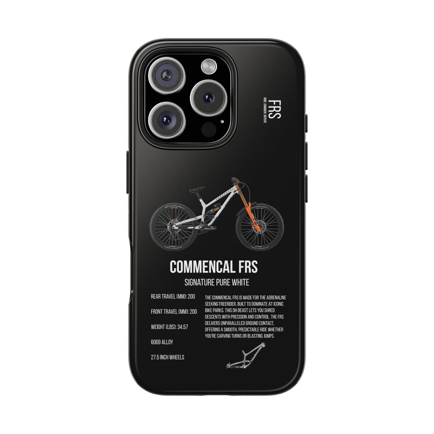 Black Backround Commencal FRS Signature Pure White