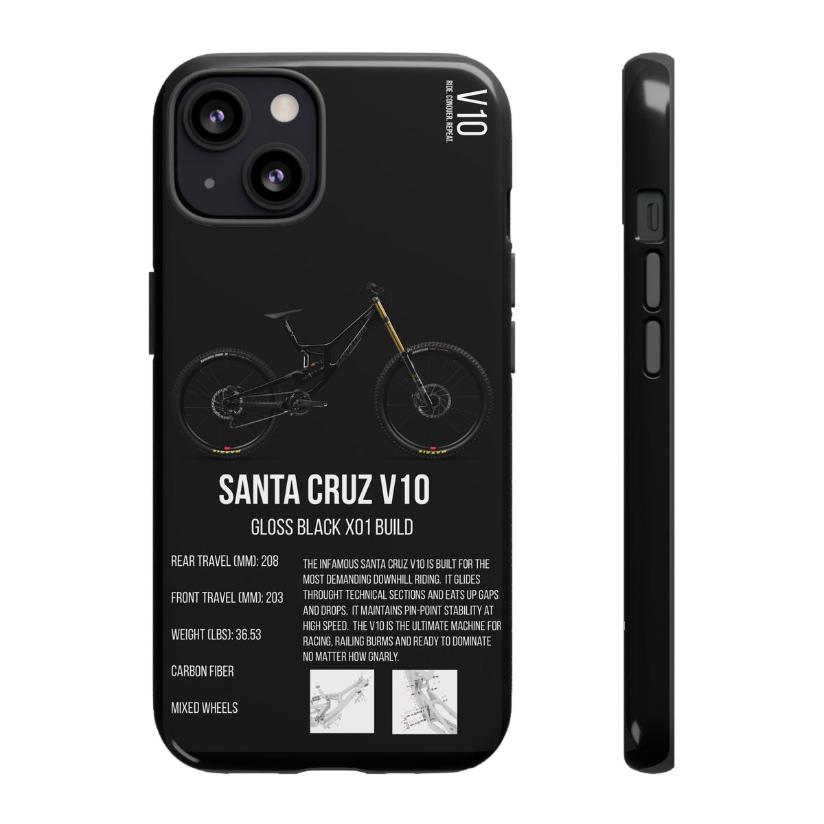 Black Background Santa Cruz V10 Gloss Black X01 Build
